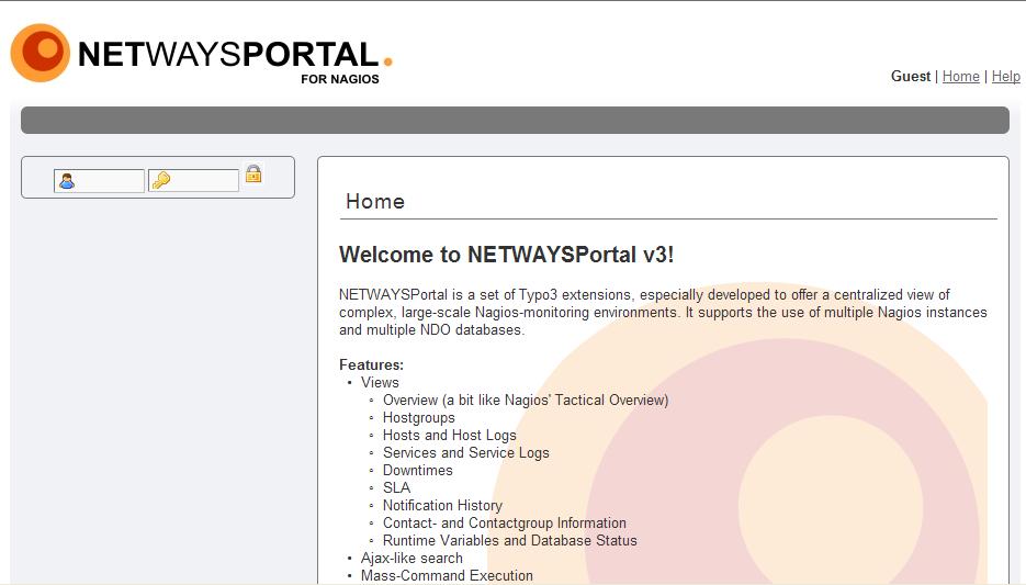 図９：NETWAYSPortalのフロントエンドのログイン画面